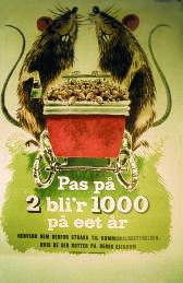 Pas på 2 bli'r 1000 på eet år - en gammel plakat om rotter